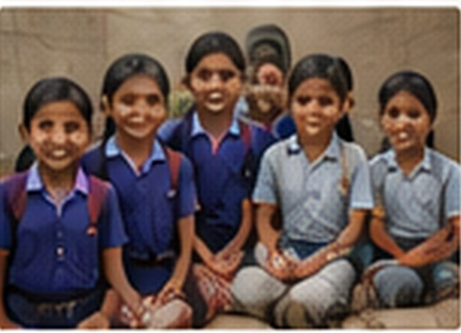 Group of school children in a learning activity