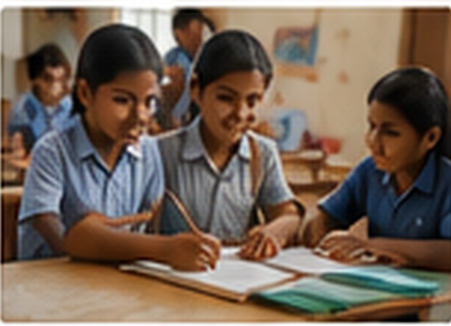 Schoolchildren taking part in a community education activity