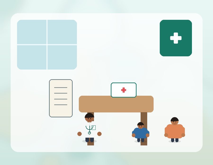 Doctor checking a child during a community medical camp