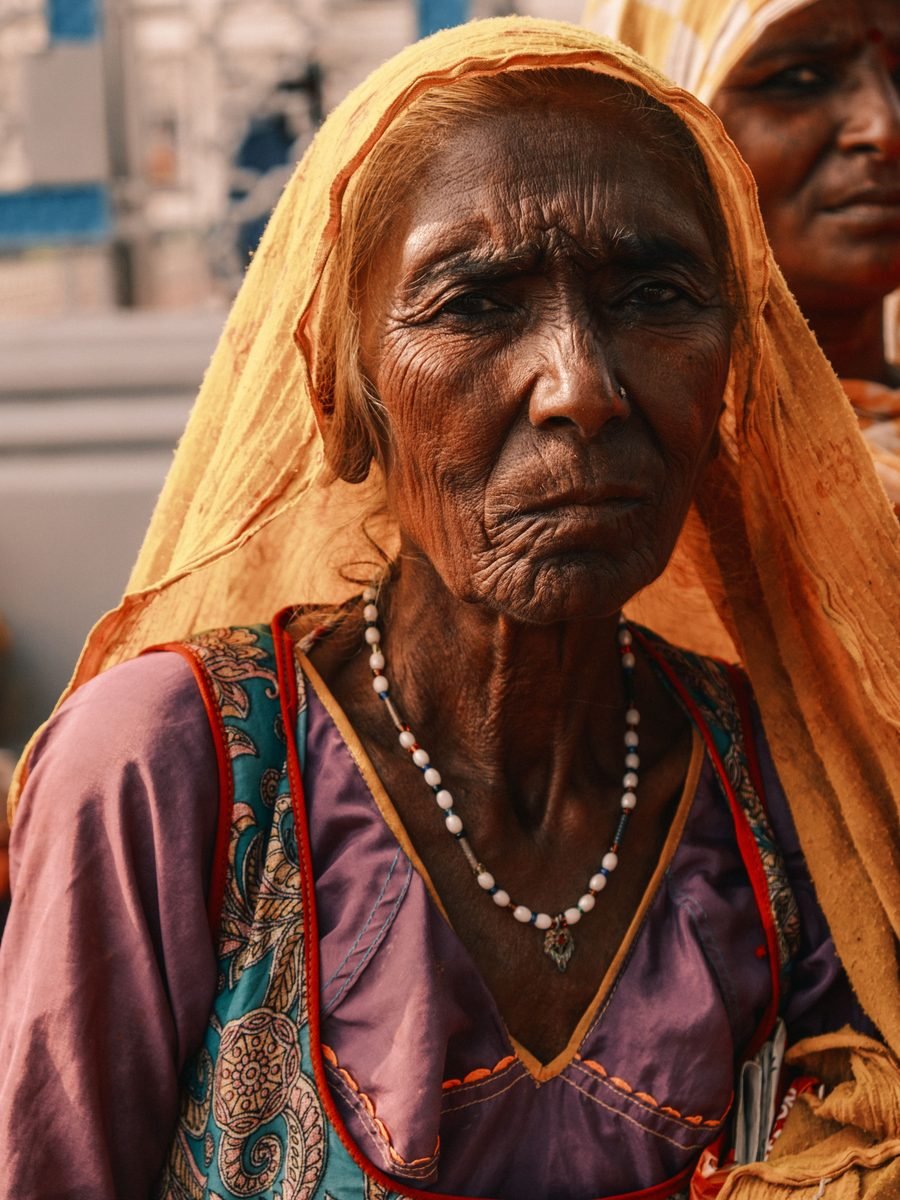 Volunteer speaking with an elderly man during a community visit